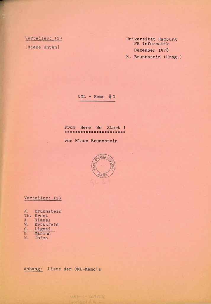 Trotz des abgelehnten Förderantrags durch die Deutsche Forschungsgemeinschaft hörten György Ligeti und seine Verbündeten nicht auf, sich mit der Thematik der Computermusik zu beschäftigen | Foto: Nachlass György Ligeti, Paul Sacher Stiftung Basel